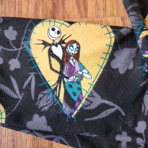 Lularoe Womens Halloween Leggings Black Jack Skellington Sally Hearts Stretch OS - Picture 2 of 5
